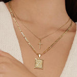 2pc 14k Initial & Cross Necklace Set Civiara
