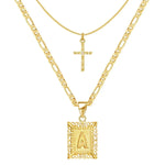2pc 14k Initial & Cross Necklace Set Civiara