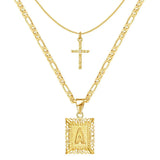 2pc 14k Initial & Cross Necklace Set Civiara