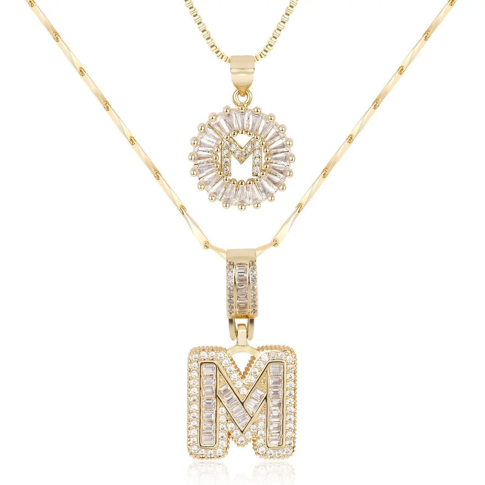 2pc 14k Diamond Letter Initial Necklaces Civiara