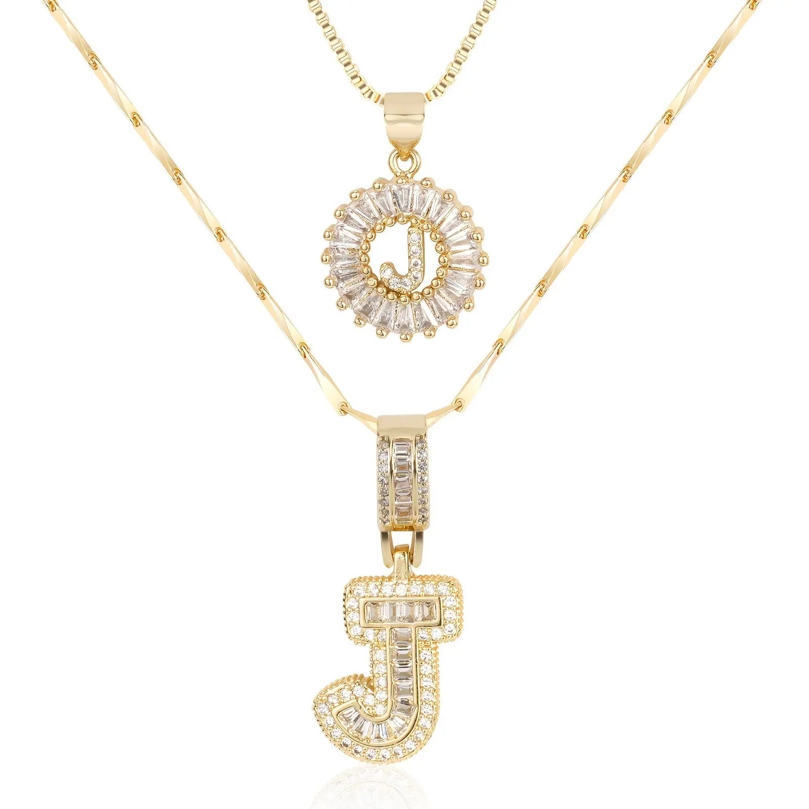 2pc 14k Diamond Letter Initial Necklaces Civiara