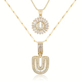 2pc 14k Diamond Letter Initial Necklaces Civiara