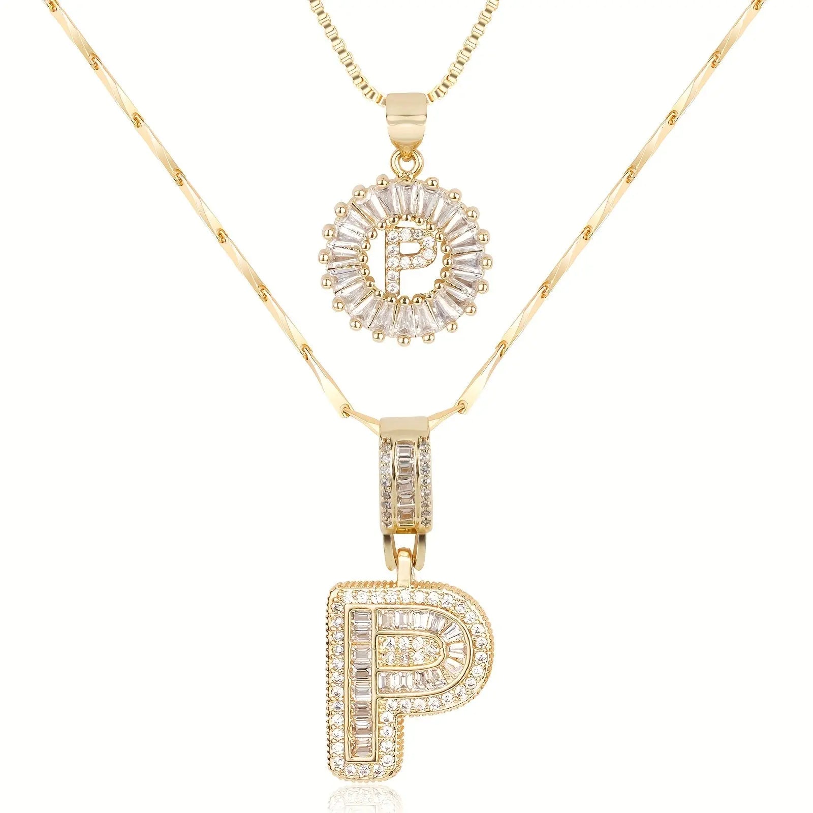 2pc 14k Diamond Letter Initial Necklaces Civiara