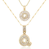 2pc 14k Diamond Letter Initial Necklaces Civiara