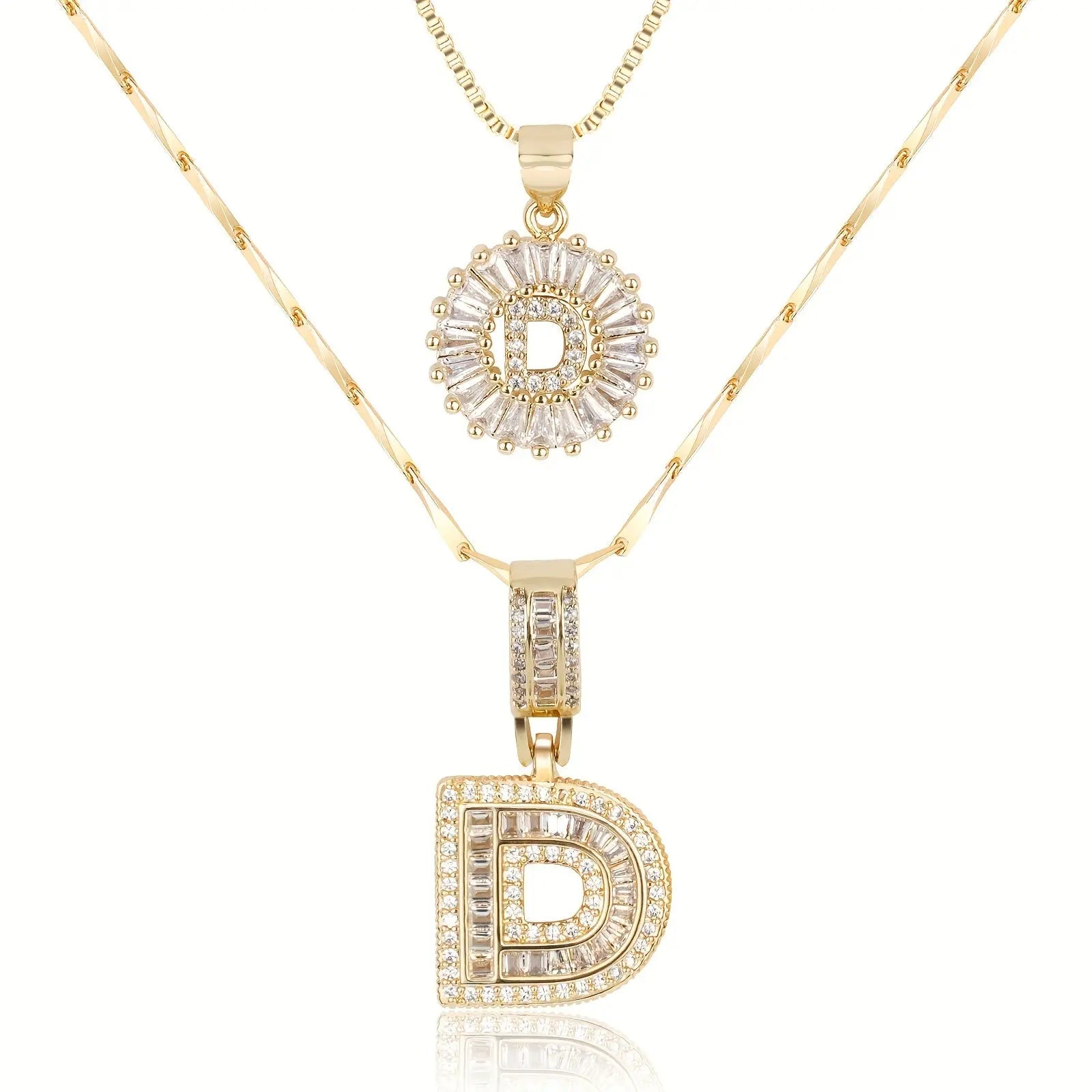 2pc 14k Diamond Letter Initial Necklaces Civiara