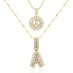 2pc 14k Diamond Letter Initial Necklaces Civiara