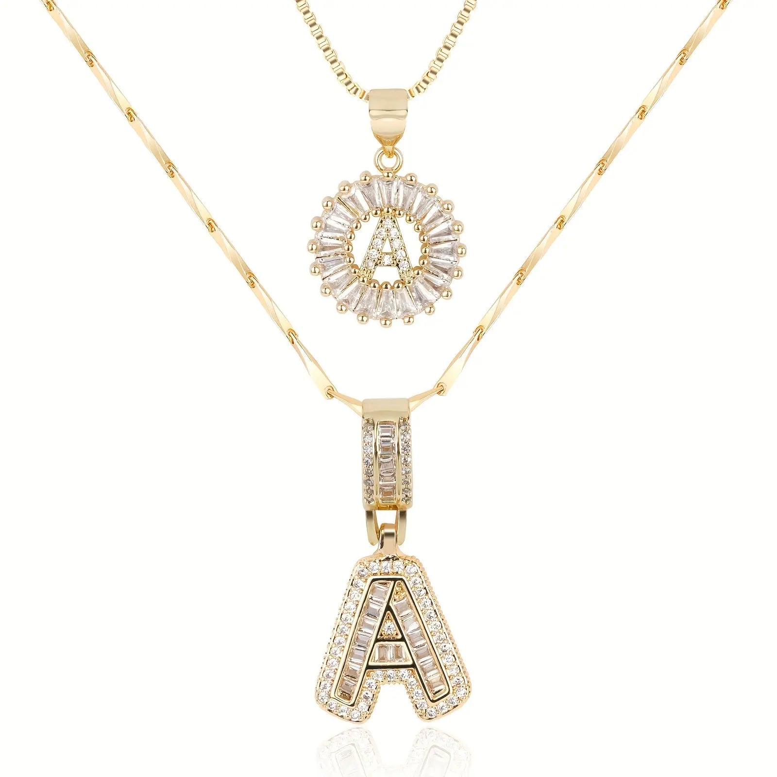 2pc 14k Diamond Letter Initial Necklaces Civiara