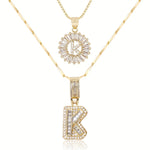 2pc 14k Diamond Letter Initial Necklaces Civiara