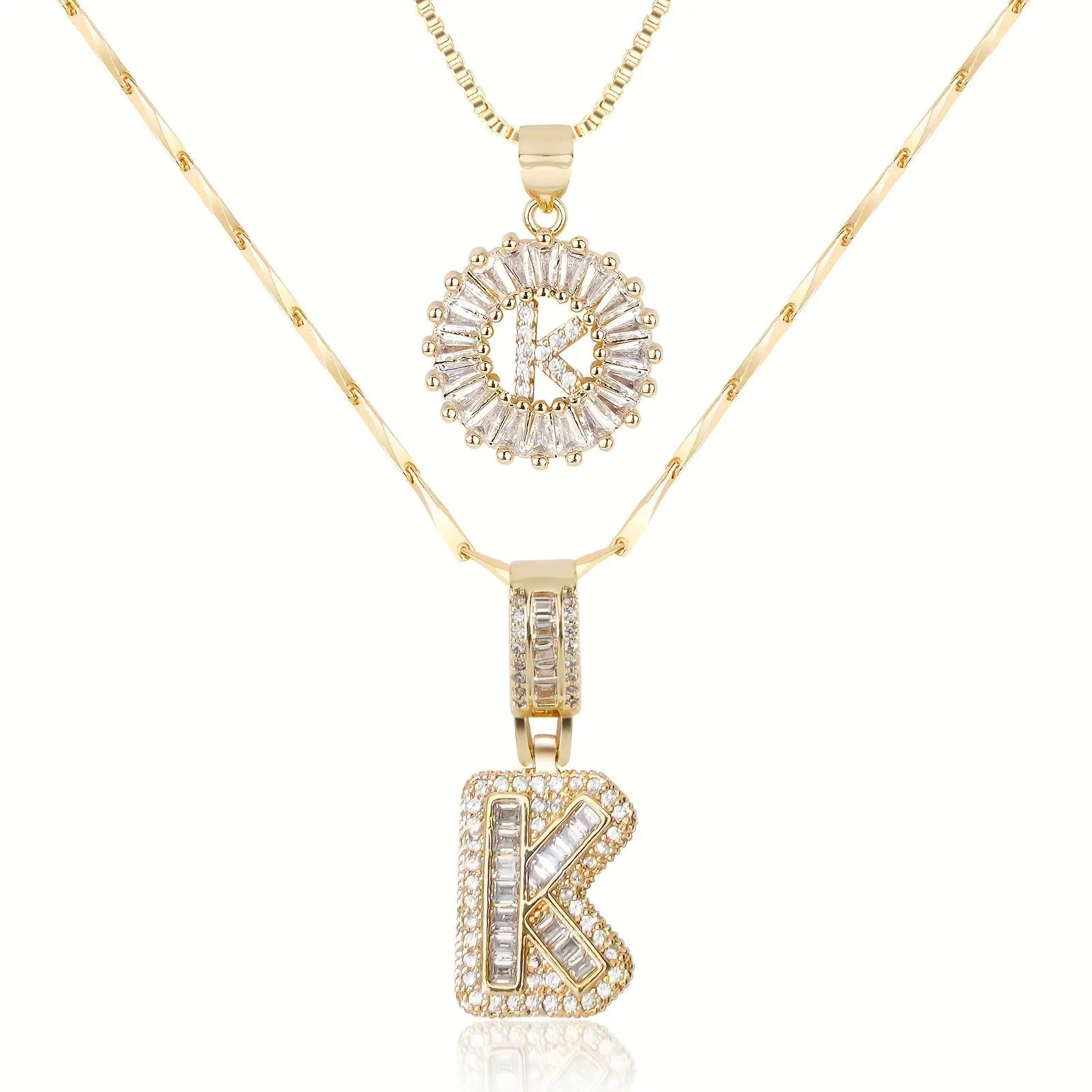 2pc 14k Diamond Letter Initial Necklaces Civiara