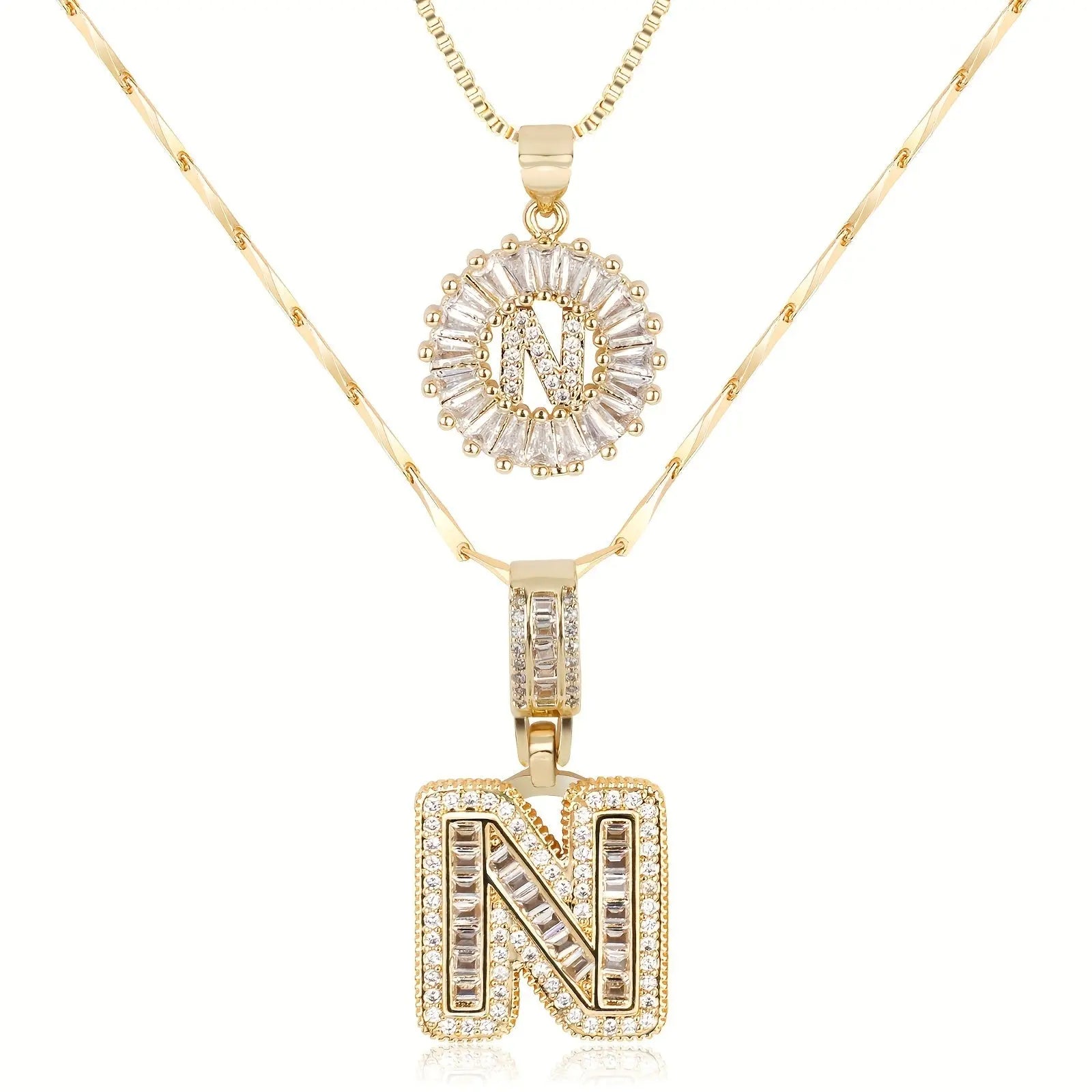 2pc 14k Diamond Letter Initial Necklaces Civiara