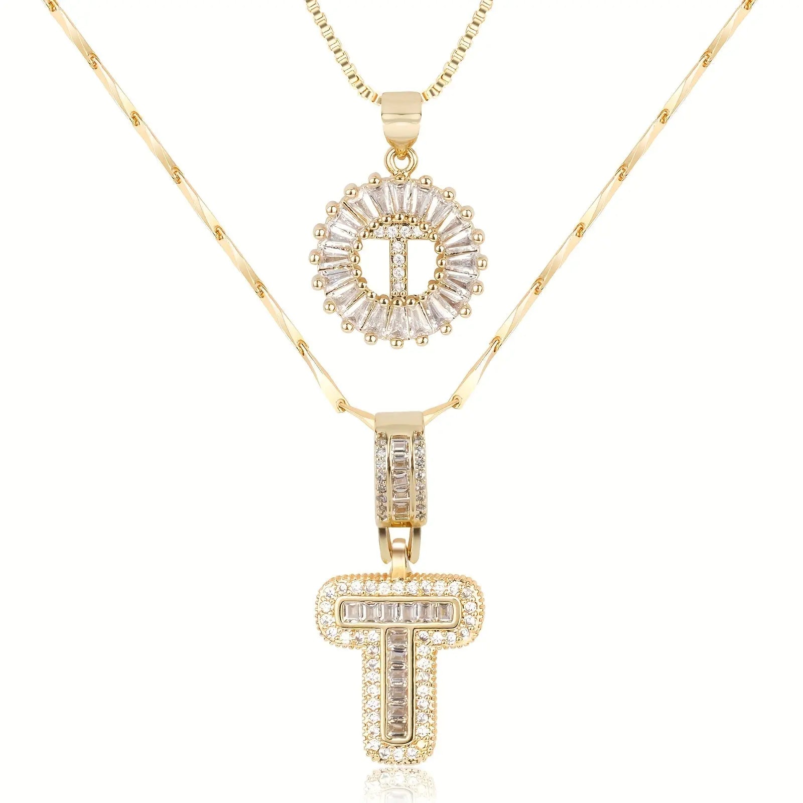 2pc 14k Diamond Letter Initial Necklaces Civiara