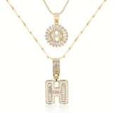 2pc 14k Diamond Letter Initial Necklaces Civiara