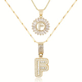 2pc 14k Diamond Letter Initial Necklaces Civiara