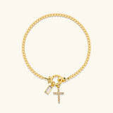 Amalia Birthstone Cross Bracelet