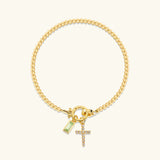 Amalia Birthstone Cross Bracelet