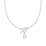 Paperclip Letter Initial Circle Lock Clasp Necklace Civiara