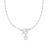 Paperclip Letter Initial Circle Lock Clasp Necklace Civiara