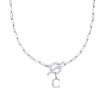 Paperclip Letter Initial Circle Lock Clasp Necklace Civiara