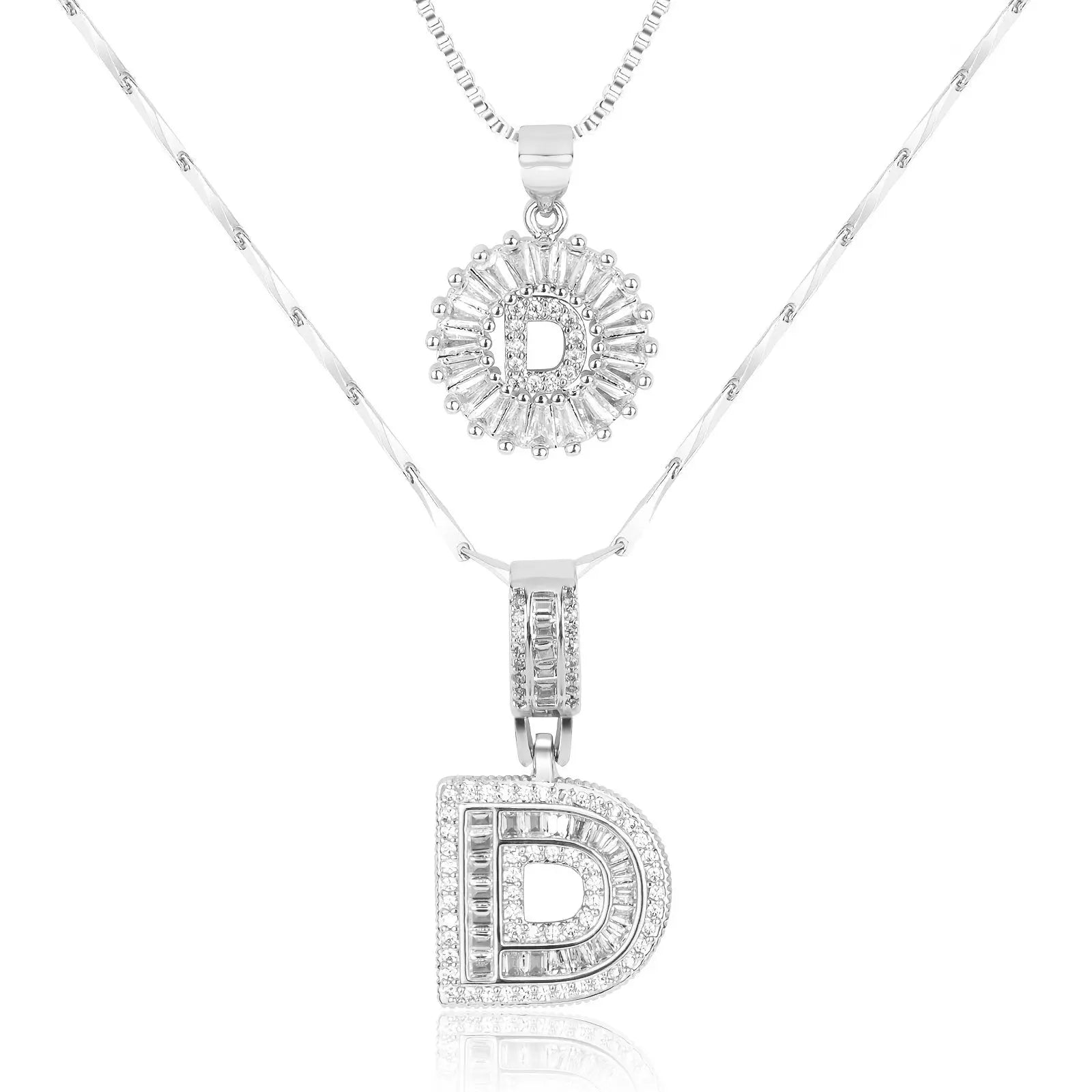 2pc 14k Diamond Letter Initial Necklaces Civiara