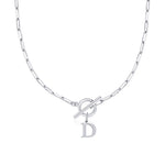 Paperclip Letter Initial Circle Lock Clasp Necklace Civiara