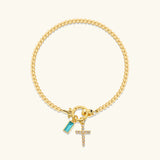 Amalia Birthstone Cross Bracelet