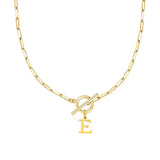 Paperclip Letter Initial Circle Lock Clasp Necklace Civiara