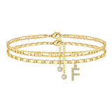 2 τεμάχια βραχιόλι ποδιού με γράμμα και διαμάντι 14 καρατίων