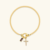 Amalia Birthstone Cross Bracelet
