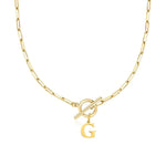 Paperclip Letter Initial Circle Lock Clasp Necklace Civiara