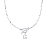 Paperclip Letter Initial Circle Lock Clasp Necklace Civiara