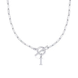 Paperclip Letter Initial Circle Lock Clasp Necklace Civiara
