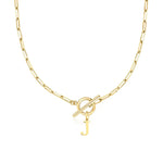 Paperclip Letter Initial Circle Lock Clasp Necklace Civiara