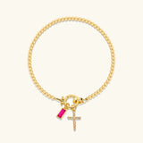Amalia Birthstone Cross Bracelet