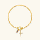 Amalia Birthstone Cross Bracelet