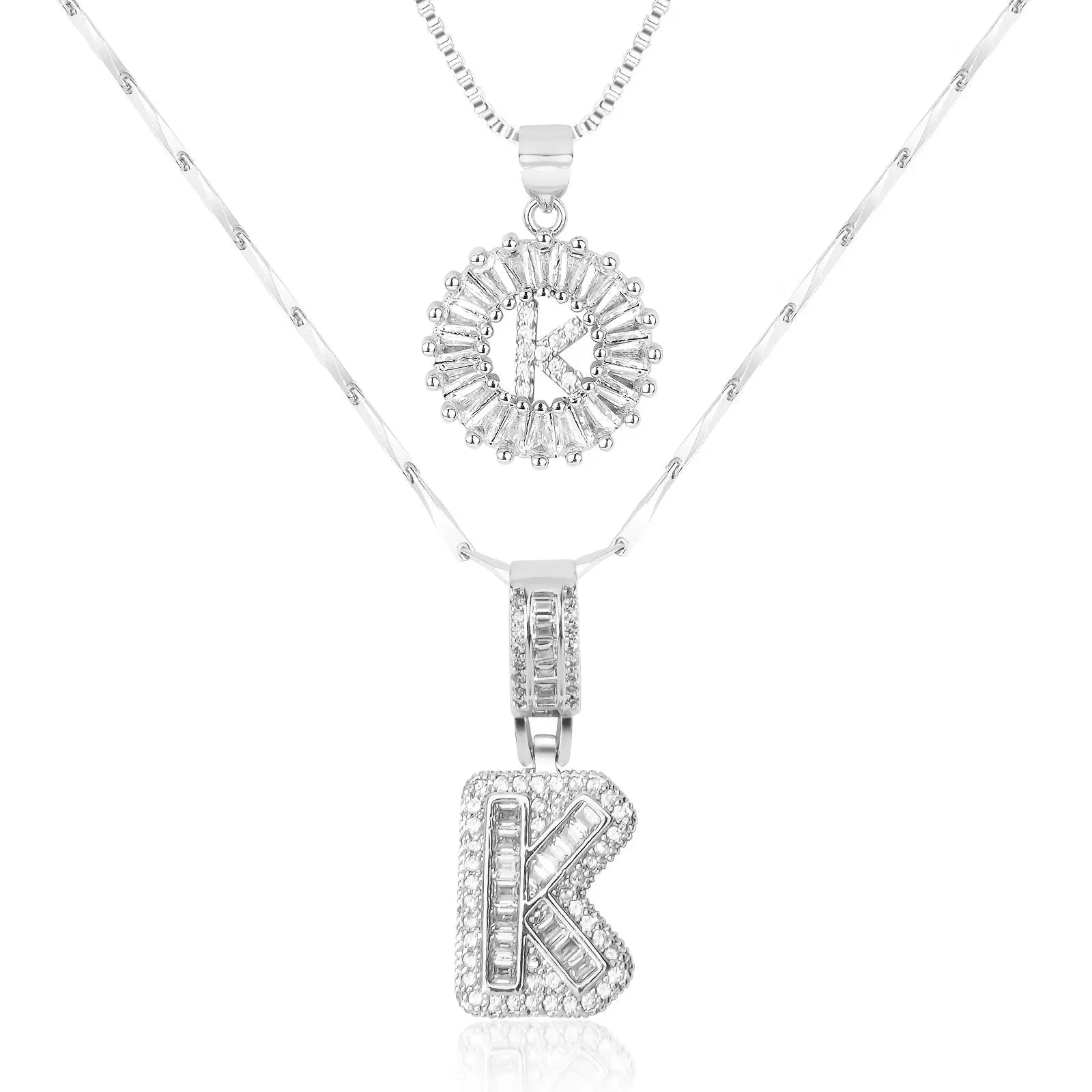 2pc 14k Diamond Letter Initial Necklaces Civiara