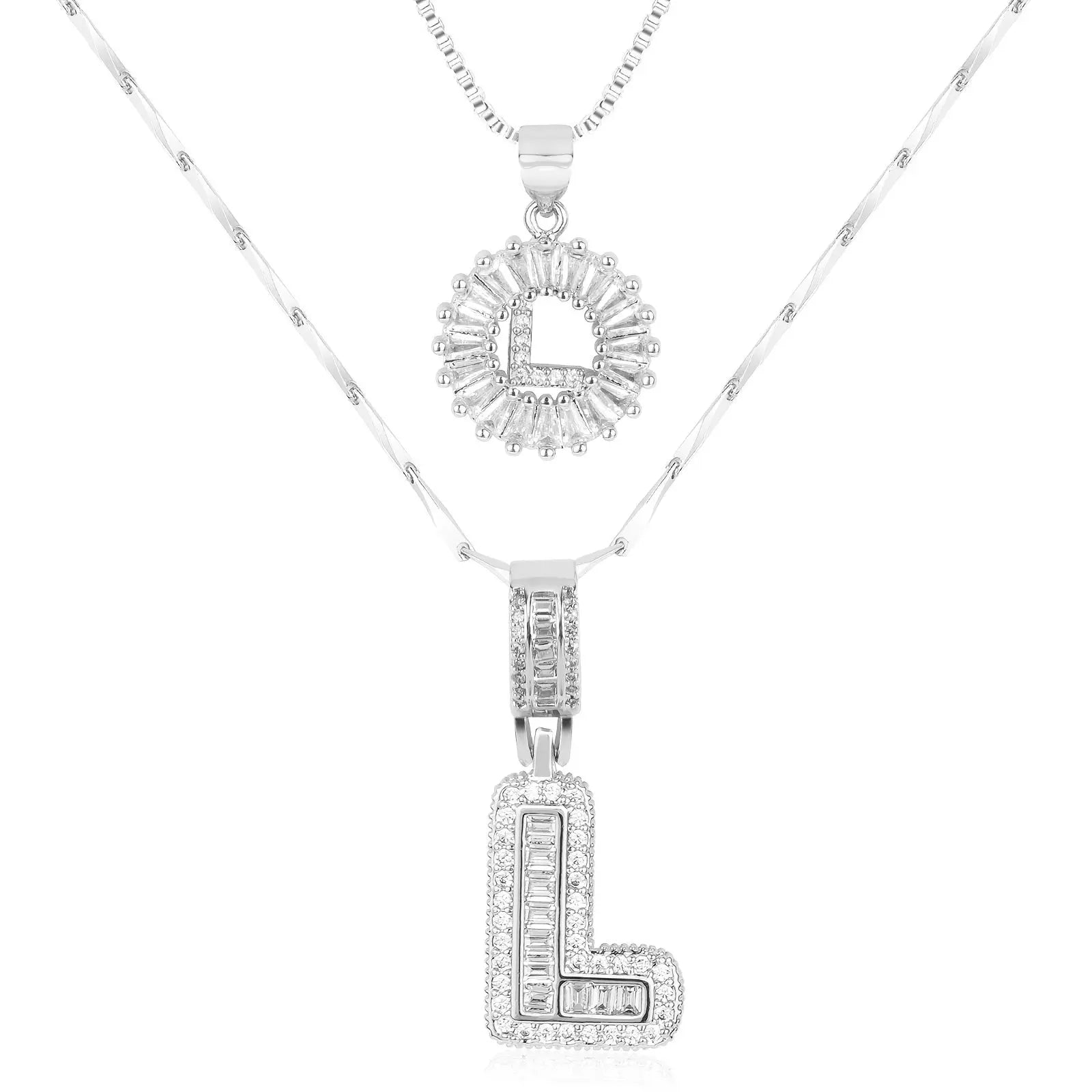 2pc 14k Diamond Letter Initial Necklaces Civiara
