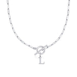 Paperclip Letter Initial Circle Lock Clasp Necklace Civiara