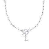 Paperclip Letter Initial Circle Lock Clasp Necklace Civiara
