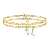 2 τεμάχια βραχιόλι ποδιού με γράμμα και διαμάντι 14 καρατίων