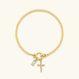 Amalia Birthstone Cross Bracelet