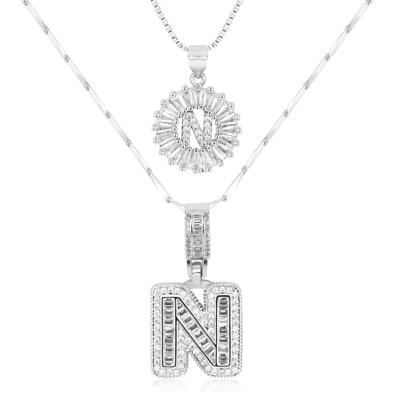 2pc 14k Diamond Letter Initial Necklaces Civiara