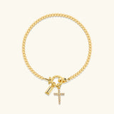 Amalia Birthstone Cross Bracelet