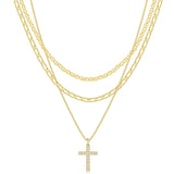 Collier croix à trois niveaux