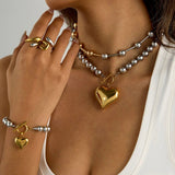 Bracelet Alicia en grosses perles en forme de cœur 