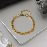 Bracelet de cheville Avelie en maille dorée