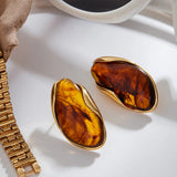 Σκουλαρίκια Amelise με γυαλισμένους πολύτιμους λίθους