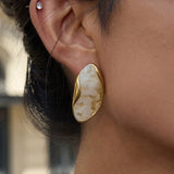 Σκουλαρίκια Amelise με γυαλισμένους πολύτιμους λίθους