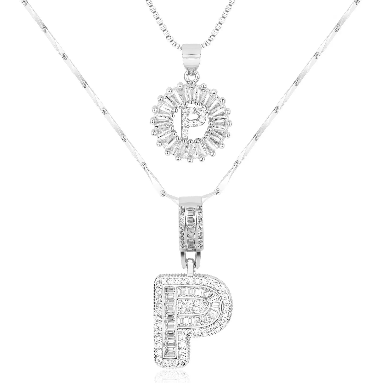2pc 14k Diamond Letter Initial Necklaces Civiara