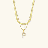 Collier Fiona à plusieurs rangs en or avec initiale