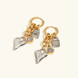 Boucles d'oreilles Sarah Heart & Lock en or